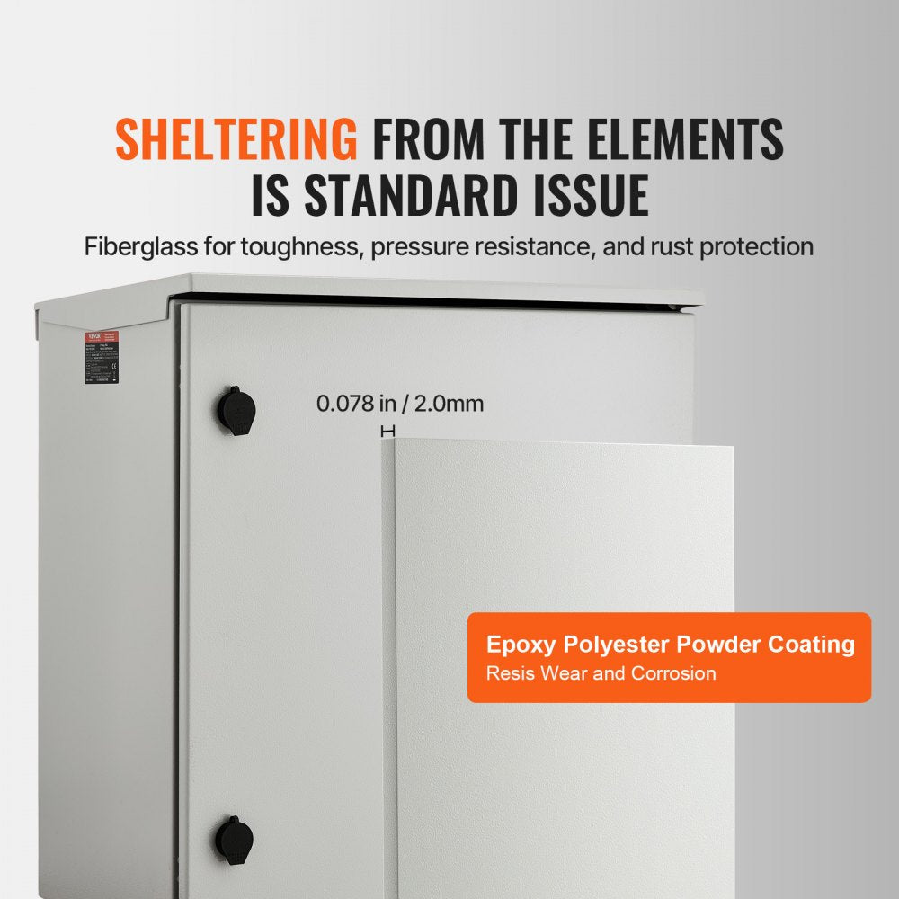 VEVOR Electrical Enclosure, 24'' x 24'' x 12'', NEMA 4 Outdoor Enclosure, IP65 Waterproof & Dustproof Cold-Rolled