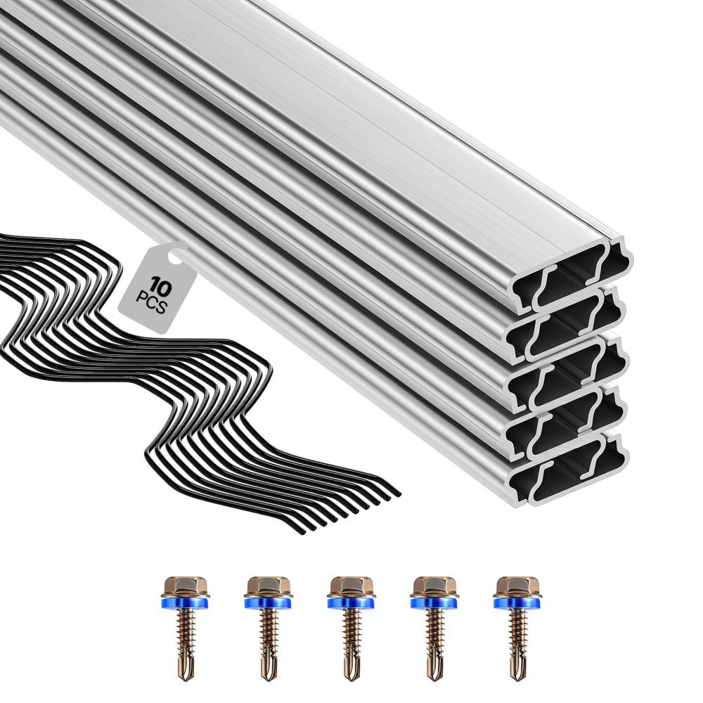 VEVOR Greenhouse Spring Wire and Lock Channel, 10 Packs 6.56 ft PVC-Coated Wiggle Wire & Aluminum Alloy Channel Bundle