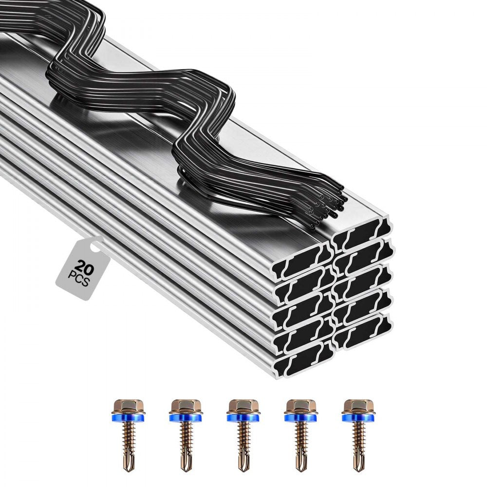 VEVOR Greenhouse Spring Wire and Lock Channel, 20 Packs 6.56 ft PVC-Coated Wiggle Wire & Aluminum Alloy Channel Bundle