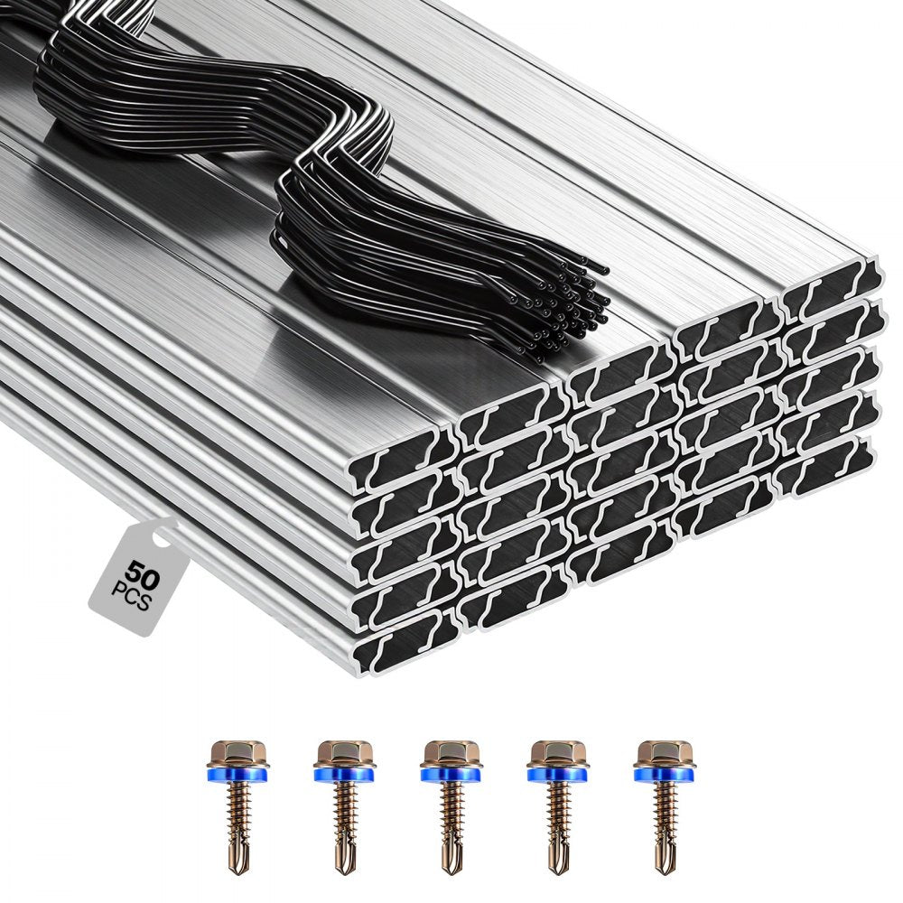 VEVOR Greenhouse Spring Wire and Lock Channel, 50 Packs 6.56 ft PVC-Coated Wiggle Wire & Aluminum Alloy Channel Bundle