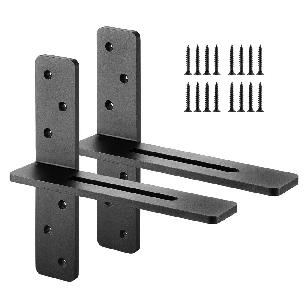 VEVOR T Shelf Brackets 2 Pcs, 200 lbs/90 kg Weight Capacity, 12x2.89x12 in / 304.8x73.5x304.8 mm, Solid Steel Heavy