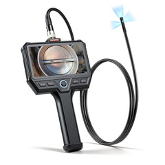 VEVOR Triple Lens Endoscope with Light, 5" HD IPS Screen Industrial Borescope Camera, 8 + 2 LED Lights, 8X Zoom