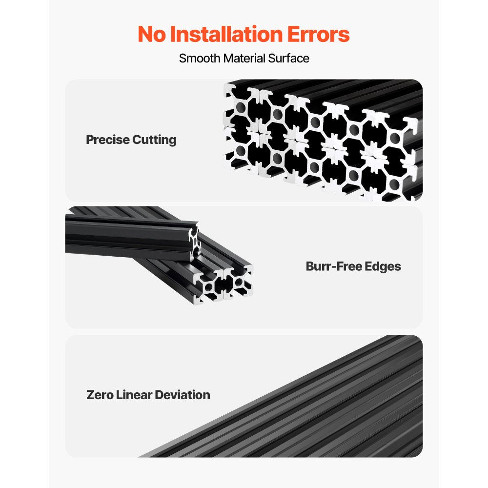 VEVOR 10PCS 2020 Aluminum Extrusion Profile, 48 Inch 1220 mm, T Slot European Standard Anodized Linear Rail