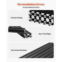 VEVOR 10PCS 2020 Aluminum Extrusion Profile, 48 Inch 1220 mm, T Slot European Standard Anodized Linear Rail