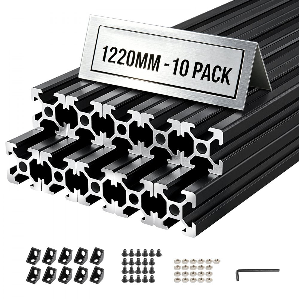 VEVOR 10PCS 2020 Aluminum Extrusion Profile, 48 Inch 1220 mm, T Slot European Standard Anodized Linear Rail