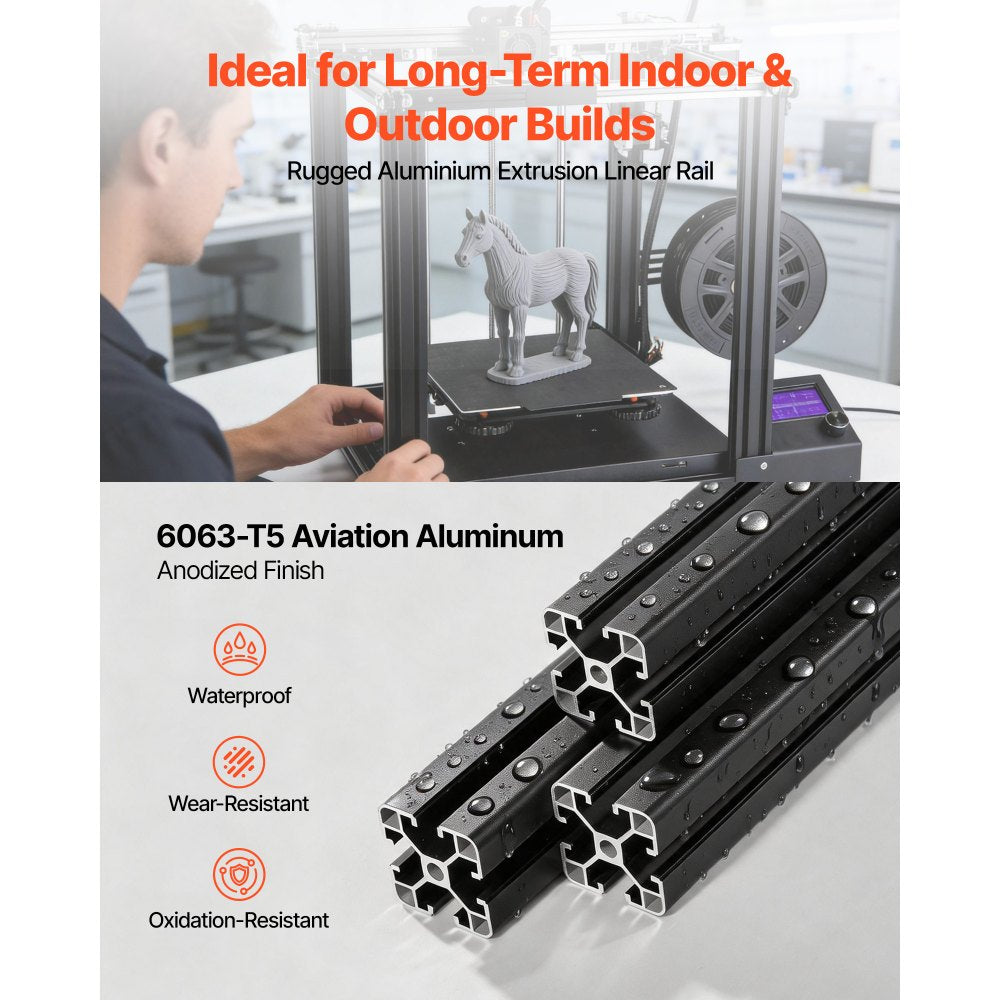 VEVOR 4PCS 4040 Aluminum Extrusion Profile, 15.75 Inch 400 mm, T Slot European Standard Anodized Linear Rail