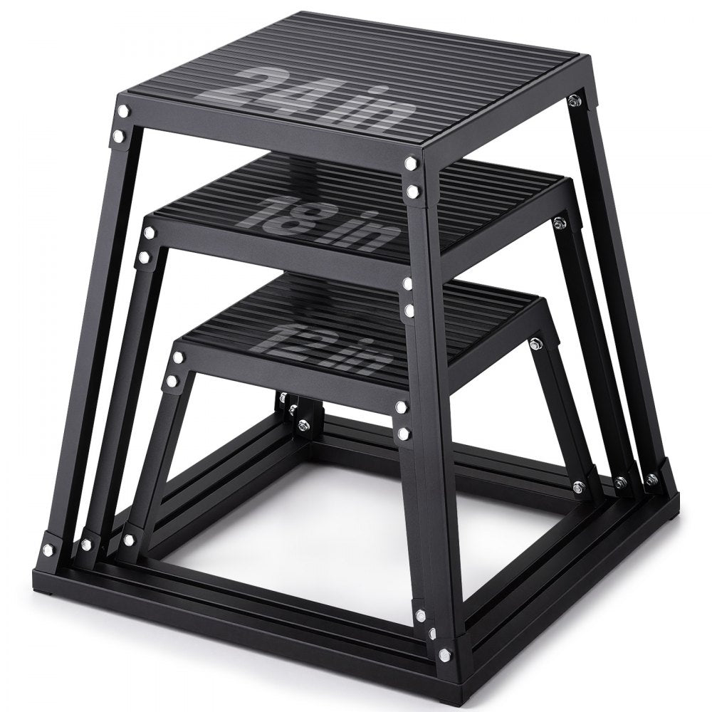 VEVOR Plyometric Jump Boxes, 12/18/24 Inch Plyo Box, Platform and Jumping Agility Box, Anti-Slip Fitness Exercise Step