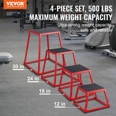 VEVOR Plyometric Jump Boxes, 12/18/24/30 Inch Plyo Box, Platform and Jumping Agility Box, Anti-Slip Fitness Exercise