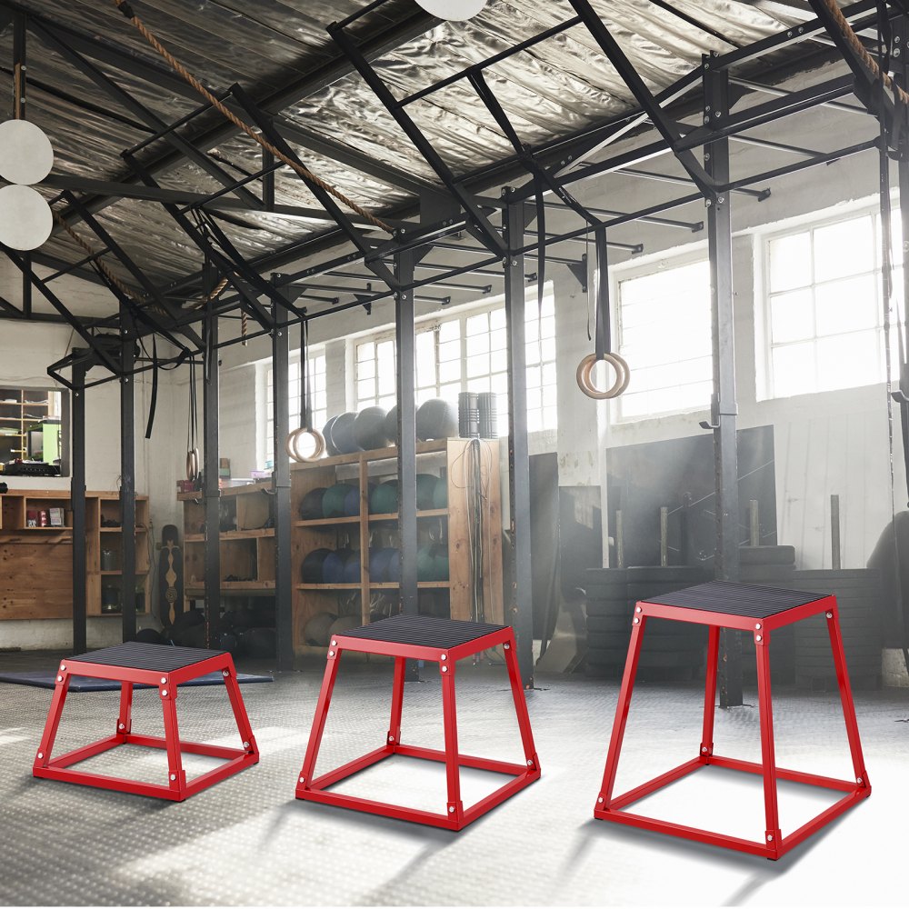 VEVOR Plyometric Jump Boxes, 12/18/24 Inch Plyo Box, Platform and Jumping Agility Box, Anti-Slip Fitness Exercise Step