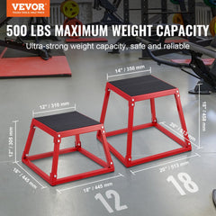 VEVOR Plyometric Jump Box, 12 Inch Plyo Box, Steel Plyometric Platform and Jumping Agility Box, Anti-Slip Fitness