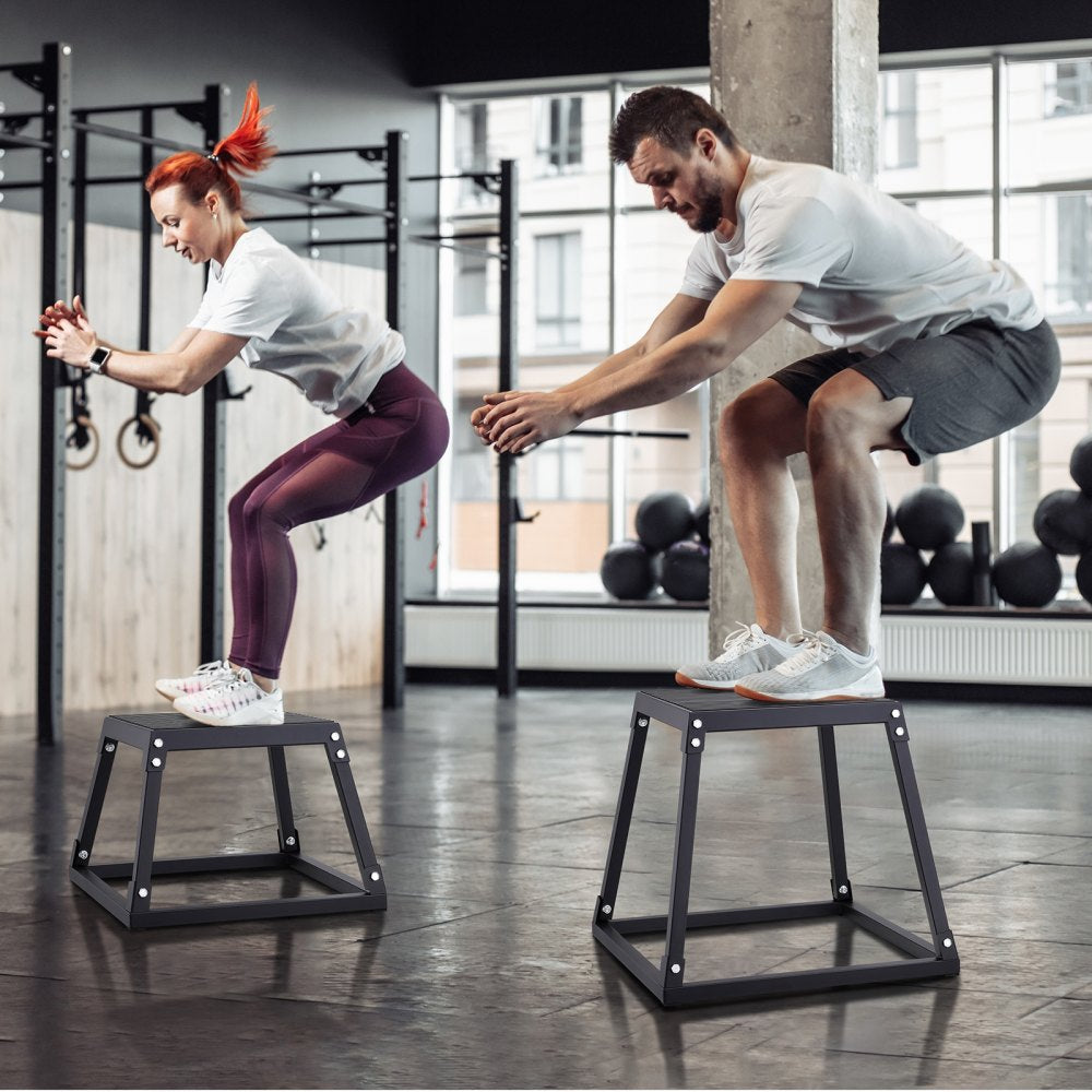 VEVOR Plyometric Jump Box, 12 Inch Plyo Box, Steel Plyometric Platform and Jumping Agility Box, Anti-Slip Fitness