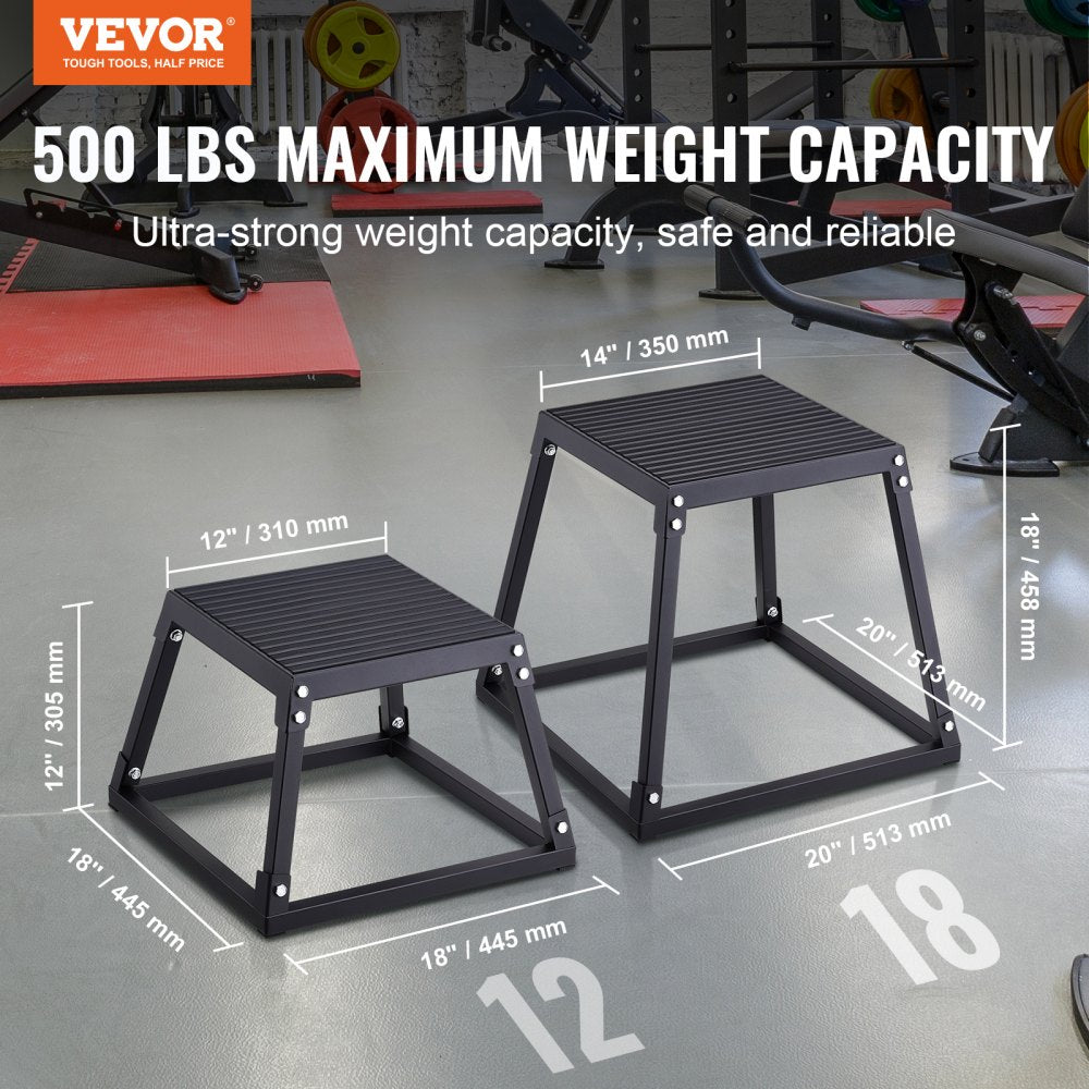 VEVOR Plyometric Jump Box, 18 Inch Plyo Box, Steel Plyometric Platform and Jumping Agility Box, Anti-Slip Fitness
