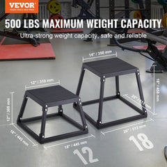 VEVOR Plyometric Jump Box, 18 Inch Plyo Box, Steel Plyometric Platform and Jumping Agility Box, Anti-Slip Fitness
