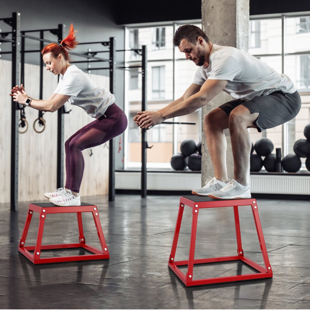 VEVOR Plyometric Jump Box, 18 Inch Plyo Box, Steel Plyometric Platform and Jumping Agility Box, Anti-Slip Fitness