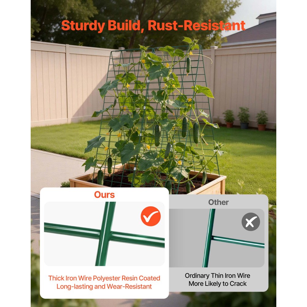 VEVOR Cucumber Trellis 4 Pack, A-Frame Garden Trellises for Raised Bed, Metal Rustproof Coating Plant Support for Vine