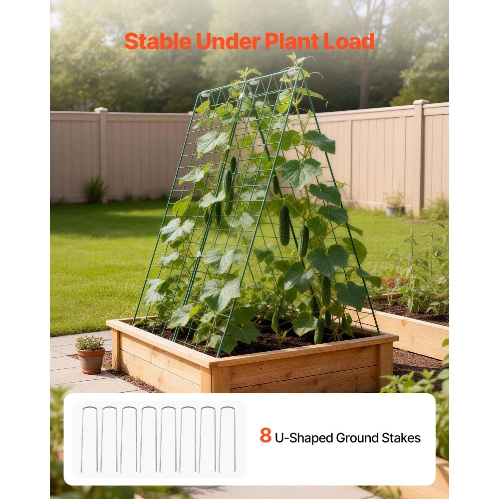 VEVOR Cucumber Trellis 4 Pack, A-Frame Garden Trellises for Raised Bed, Metal Rustproof Coating Plant Support for Vine