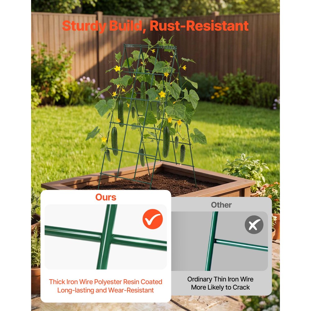 VEVOR Cucumber Trellis 4 Pack, A-Frame Garden Trellises for Raised Bed, Metal Rustproof Coating Plant Support for Vine