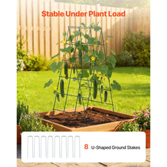 VEVOR Cucumber Trellis 4 Pack, A-Frame Garden Trellises for Raised Bed, Metal Rustproof Coating Plant Support for Vine