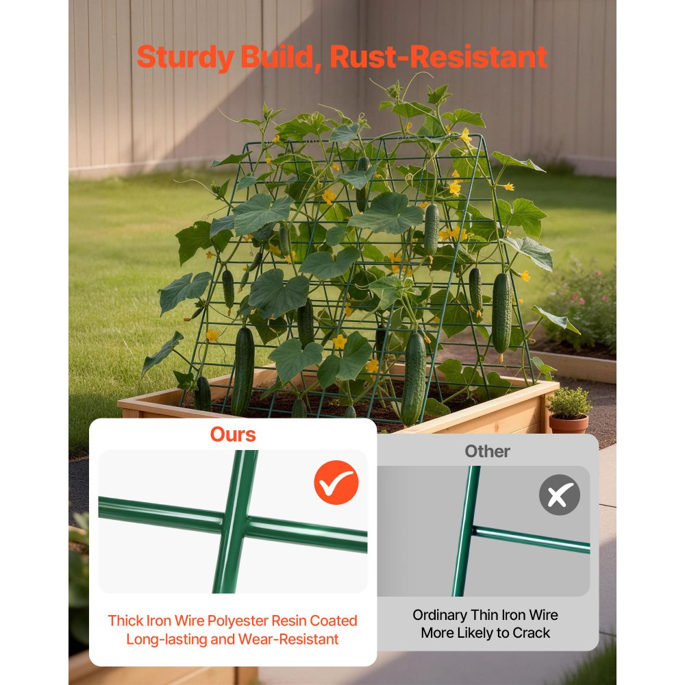 VEVOR Cucumber Trellis 4 Pack, A-Frame Garden Trellises for Raised Bed, Metal Rustproof Coating Plant Support for Vine