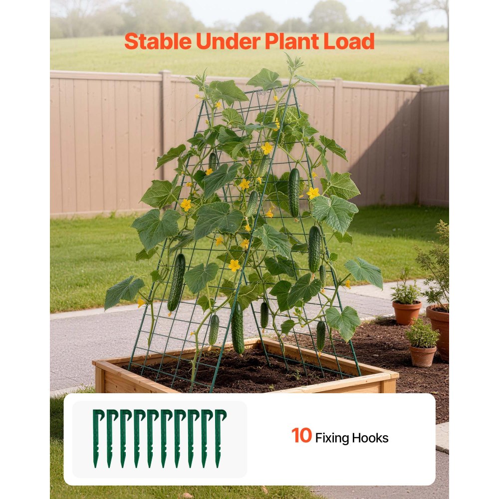 VEVOR Cucumber Trellis 4 Pack, A-Frame Garden Trellises for Raised Bed, Metal Rustproof Coating Plant Support for Vine