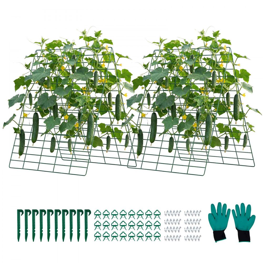 VEVOR Cucumber Trellis 4 Pack, A-Frame Garden Trellises for Raised Bed, Metal Rustproof Coating Plant Support for Vine