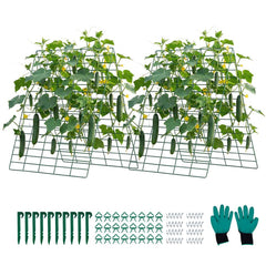 VEVOR Cucumber Trellis 4 Pack, A-Frame Garden Trellises for Raised Bed, Metal Rustproof Coating Plant Support for Vine