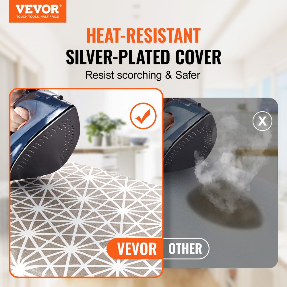 VEVOR Ironing Board with Large 51 x 13 Ironing Surface, Thickened 4 Layers Iron Board with Heat Resistant Cover and