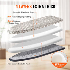 VEVOR Ironing Board with Large 51 x 13 Ironing Surface, Thickened 4 Layers Iron Board with Heat Resistant Cover and