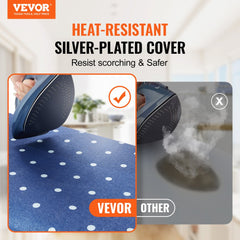 VEVOR Ironing Board with Bottom Storage Tray, Thickened 4 Layers Iron Board with Heat Resistant Cover and 100% Cotton