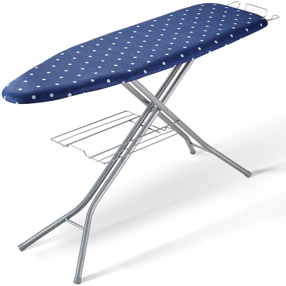 VEVOR Ironing Board with Bottom Storage Tray, Thickened 4 Layers Iron Board with Heat Resistant Cover and 100% Cotton