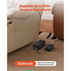 VEVOR Battery Pack for Reclining Furniture, 5000 mAh Rechargeable Recliner Battery Pack, with Universal 2-Pin