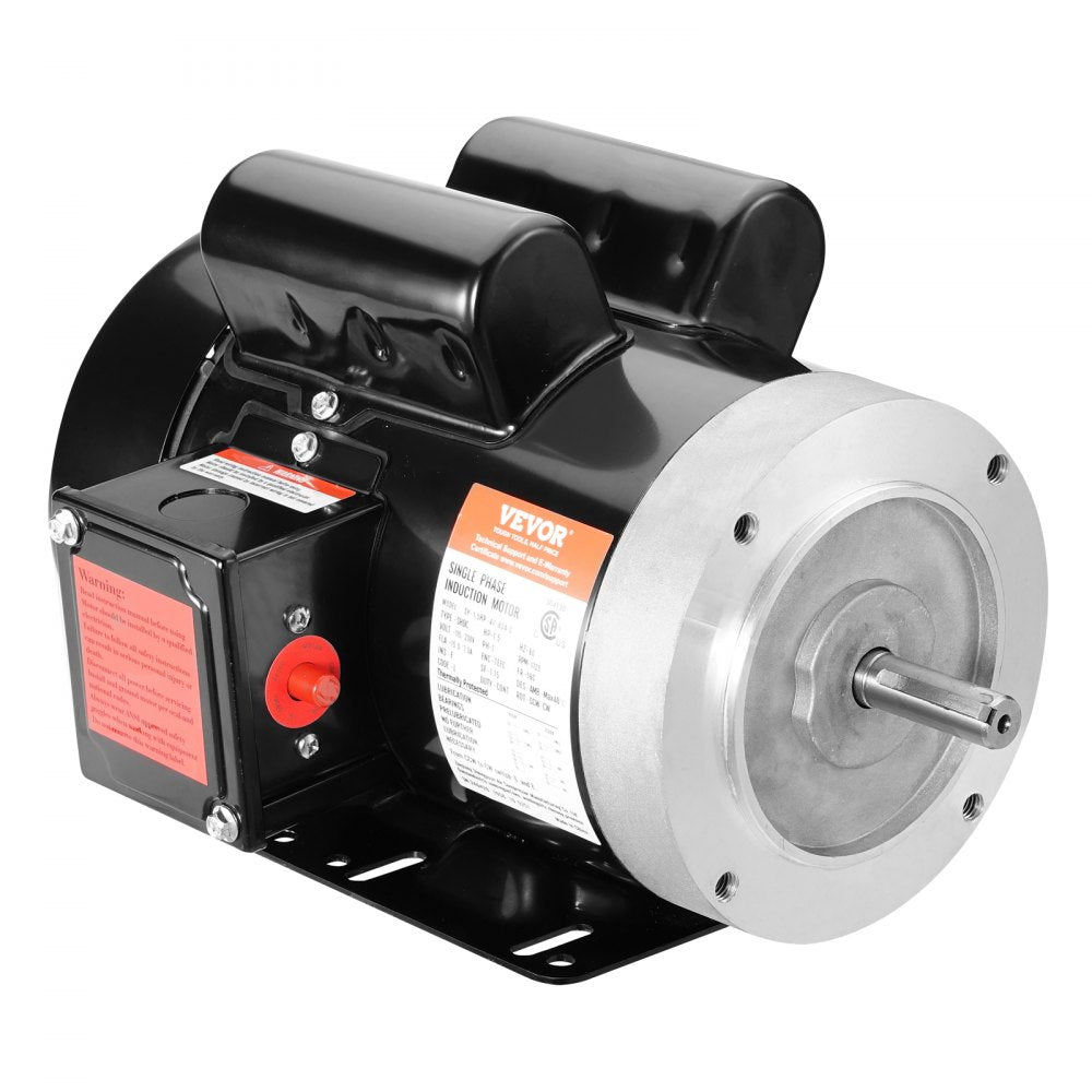 VEVOR 1.5HP Electric Motor 1725 rpm, AC 115V/230V, 56C Frame, Air Compressor Motor Single Phase, 5/8" Keyed Shaft
