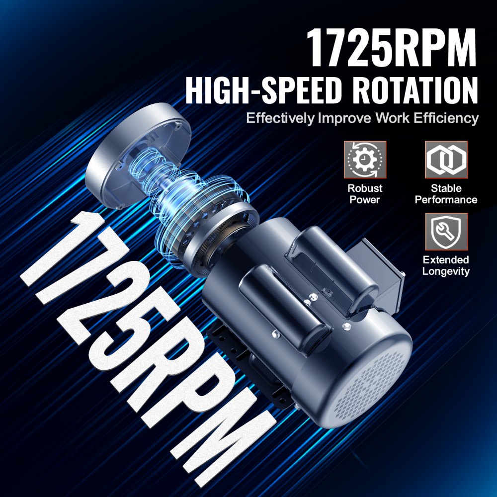 VEVOR 2HP Electric Motor 1725 rpm, AC 115V/230V, 56C Frame, Air Compressor Motor Single Phase, 5/8" Keyed Shaft, CW/CCW