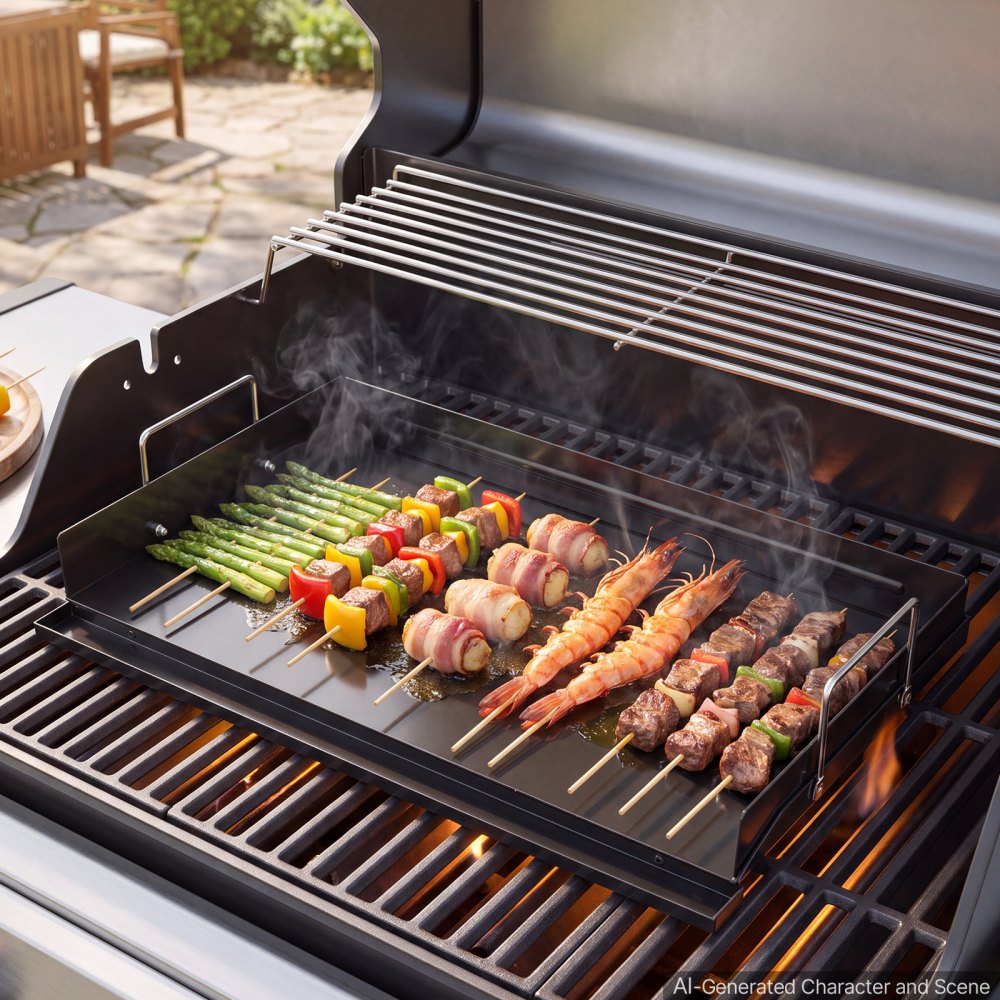 VEVOR Carbon Steel Griddle 24x16 inch Flat Top Pre-Seasoned Plate Handle, for BBQ Eggs Burger, Even Heat Distribution