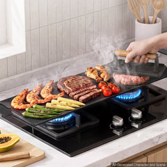 VEVOR Carbon Steel Griddle 20x10 in Flat Top Pre-Seasoned Plate Handle, for BBQ Eggs Burgers, Non-Stick, Portable