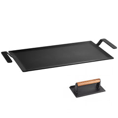 VEVOR Carbon Steel Griddle 20x10 in Flat Top Pre-Seasoned Plate Handle, for BBQ Eggs Burgers, Non-Stick, Portable