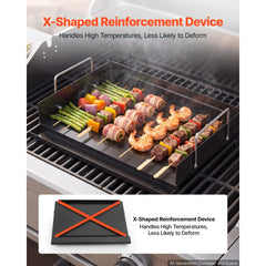 VEVOR Carbon Steel Griddle 17x11 inch Flat Top Pre-Seasoned Plate Handle, for BBQ Eggs Burger, Even Heat Distribution