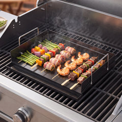 VEVOR Carbon Steel Griddle 17x11 inch Flat Top Pre-Seasoned Plate Handle, for BBQ Eggs Burger, Even Heat Distribution