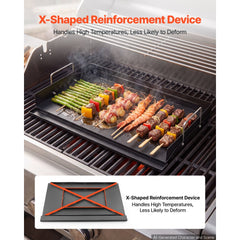 VEVOR Carbon Steel Griddle 25x16 inch Flat Top Pre-Seasoned Plate Handle, for BBQ Eggs Burger, Even Heat Distribution