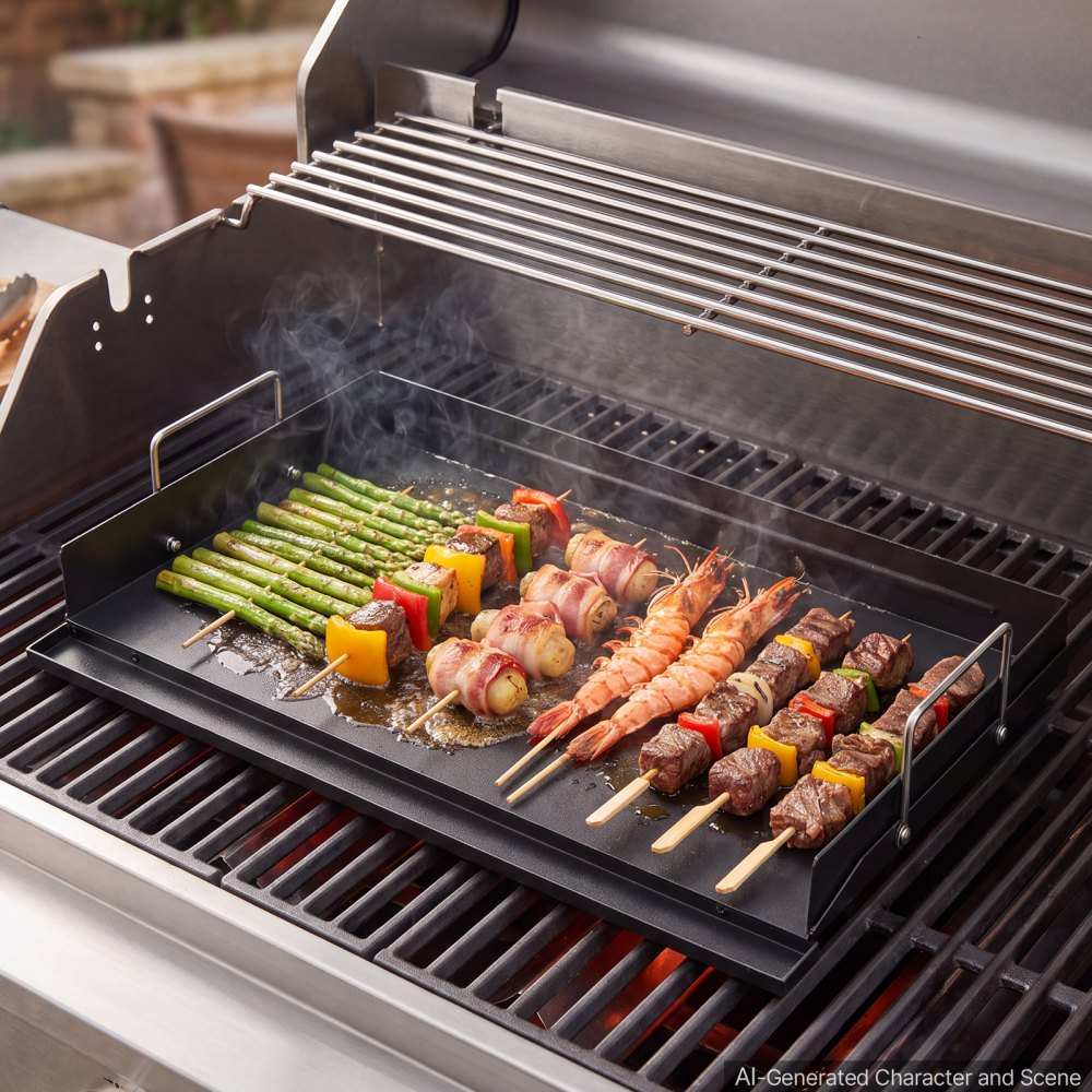 VEVOR Carbon Steel Griddle 25x16 inch Flat Top Pre-Seasoned Plate Handle, for BBQ Eggs Burger, Even Heat Distribution