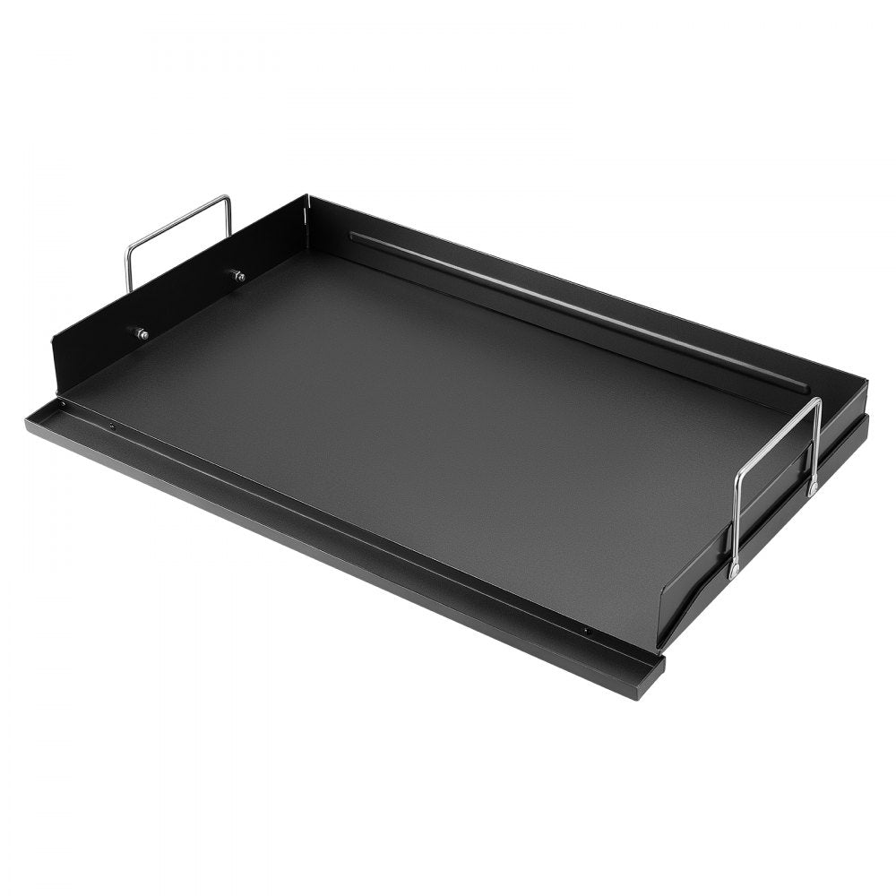 VEVOR Carbon Steel Griddle 25x16 inch Flat Top Pre-Seasoned Plate Handle, for BBQ Eggs Burger, Even Heat Distribution