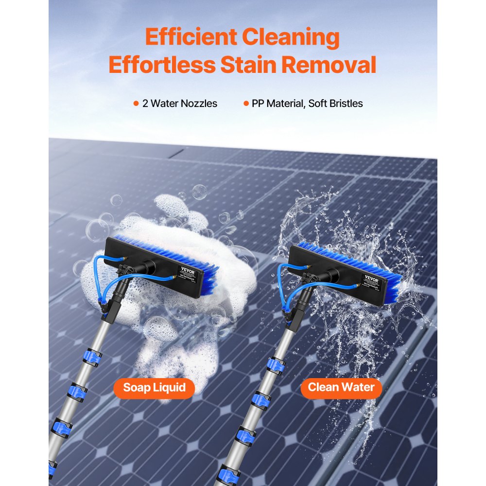 VEVOR Water Fed Pole Kit, 30FT Solar Panel Cleaning Pole with Extendable Handle, 180° Rotatable Brush Head & 65.6FT