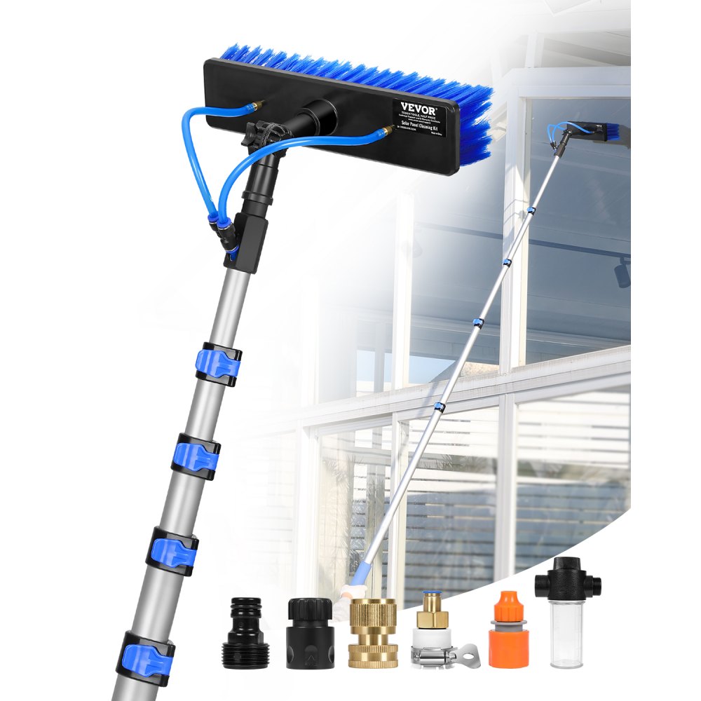 VEVOR Water Fed Pole Kit, 30FT Solar Panel Cleaning Pole with Extendable Handle, 180° Rotatable Brush Head & 65.6FT