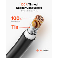 VEVOR 100FT Solar Panel Extension Cable 10AWG Waterproof PV 6mm² Cable Black - Single / Black