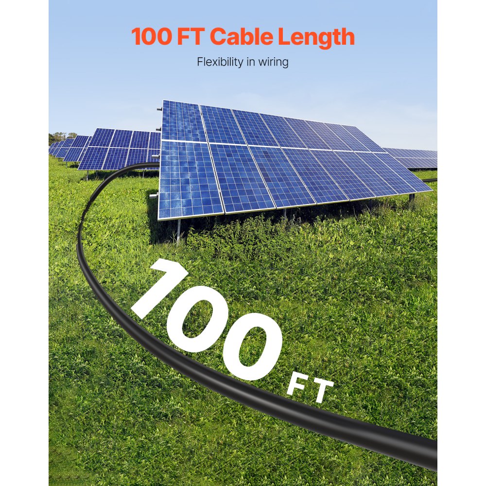 VEVOR 100FT Solar Panel Extension Cable 10AWG Waterproof PV 6mm² Cable Black - Single / Black
