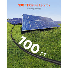 VEVOR 100FT Solar Panel Extension Cable 10AWG Waterproof PV 6mm² Cable Black - Single / Black