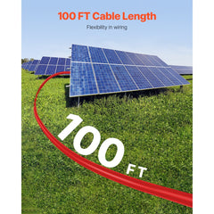 VEVOR 100FT Solar Panel Extension Cable 10AWG Waterproof PV 6mm² Cable Red - Single / Red