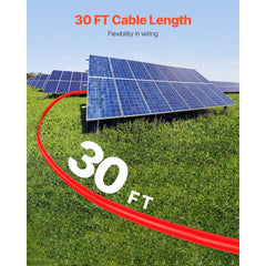 VEVOR 30FT Solar Panel Extension Cable, 10AWG Solar Extension Cable Wire with Female & Male Waterproof Connectors, 6mm²
