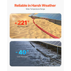 VEVOR 30FT Solar Panel Extension Cable, 10AWG Solar Extension Cable Wire with Female & Male Waterproof Connectors, 6mm²