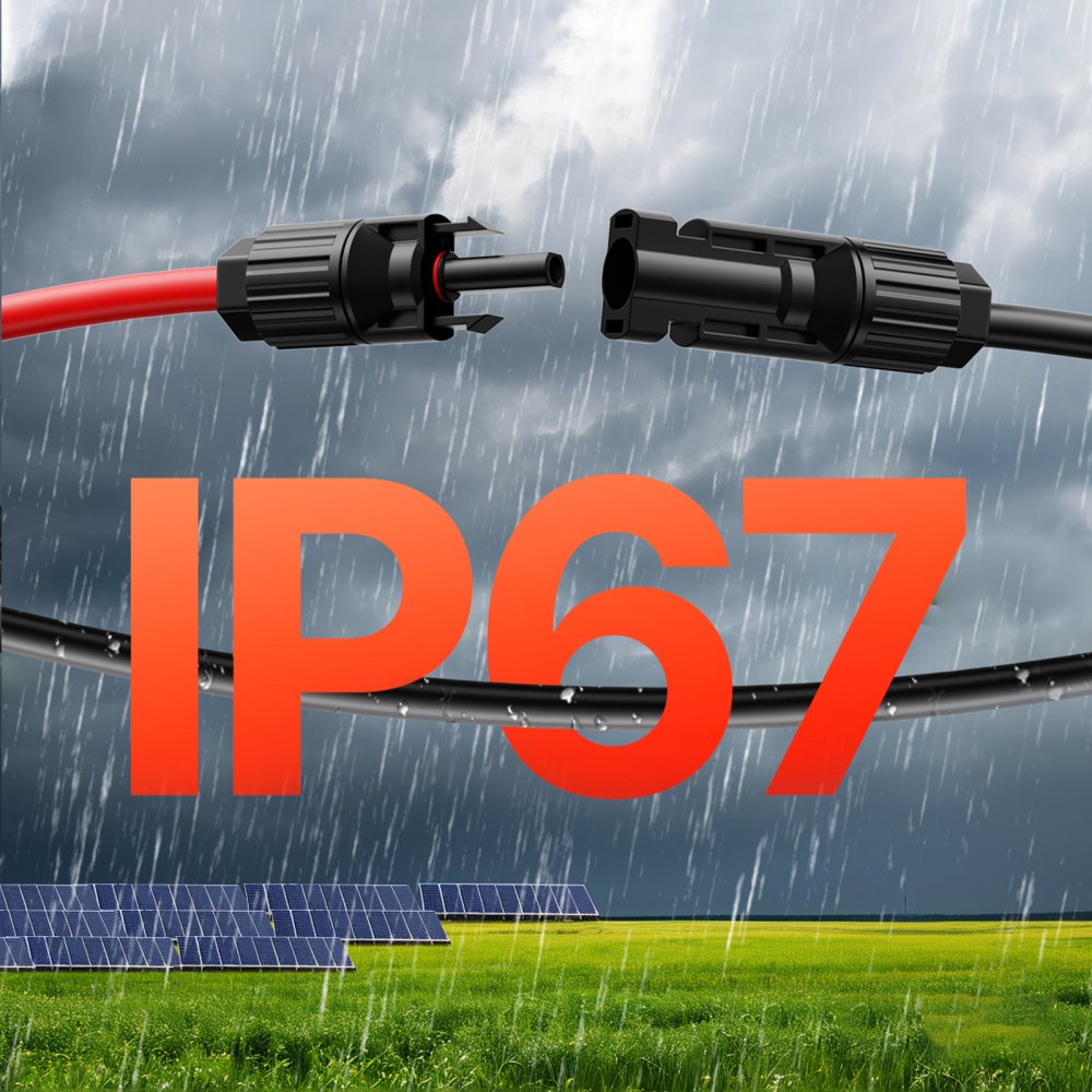VEVOR 30FT Solar Panel Extension Cable, 10AWG Solar Extension Cable Wire with Female & Male Waterproof Connectors, 6mm²